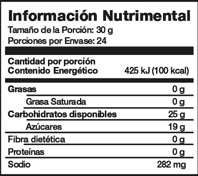 tabla nutrimental pulpa kalú 30g