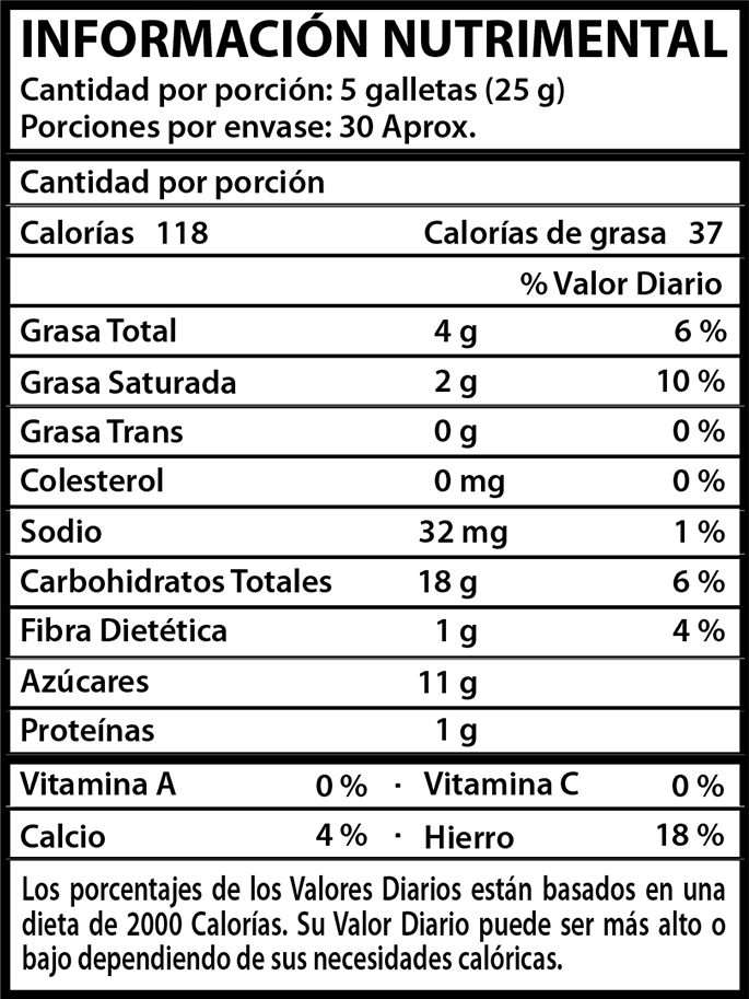 tabla nutrimental wafer capuchino 750g